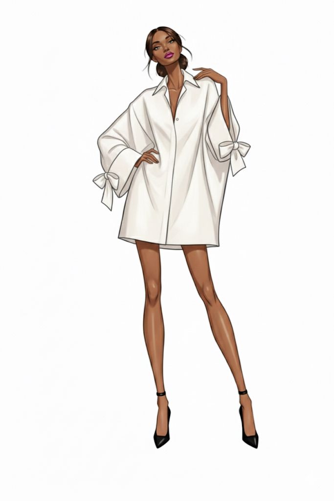Atelier sketch — oversized bow-cuff shirt
